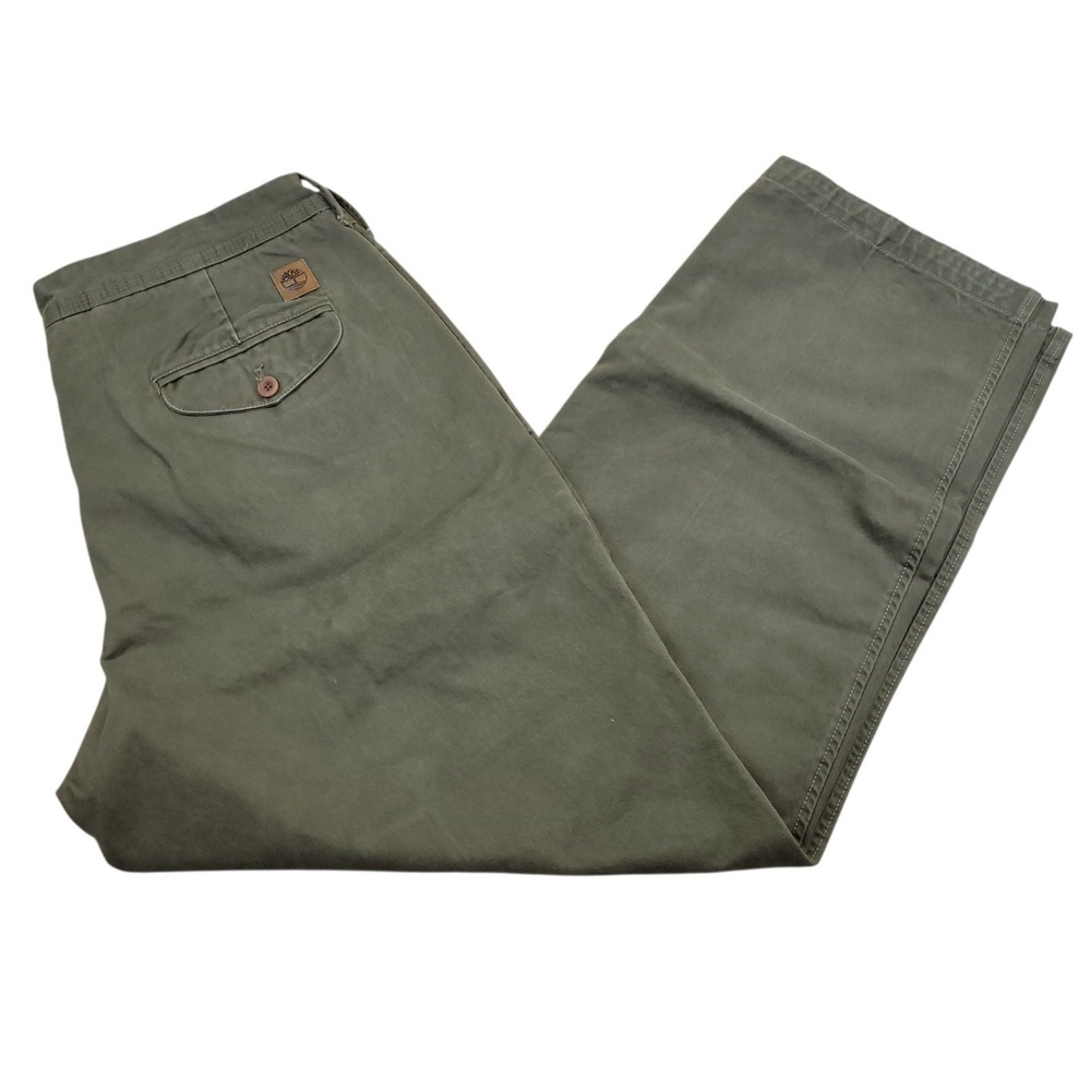 Timberland Mens Olive Green Casual Soft Chino Work Pants Khaki Classic Fit 38x32